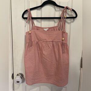 Pink Sleeveless tie strap Top with Tassels
